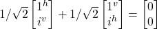 1/\sqrt{2} \begin {bmatrix} 1^h  \\ i^v \end{bmatrix} + 1/\sqrt{2} \begin {bmatrix} 1^v  \\ i^h \end{bmatrix}   = \begin {bmatrix} 0  \\ 0 \end{bmatrix}