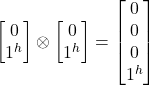 \begin {bmatrix} 0 \\ 1^h \end{bmatrix}\otimes \begin {bmatrix} 0  \\ 1^h\end{bmatrix} = \begin {bmatrix} 0\\ 0  \\ 0\\ 1^h  \end{bmatrix}