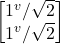 \begin {bmatrix}1^v/\sqrt{2} \\ 1^v/\sqrt{2} \end{bmatrix}